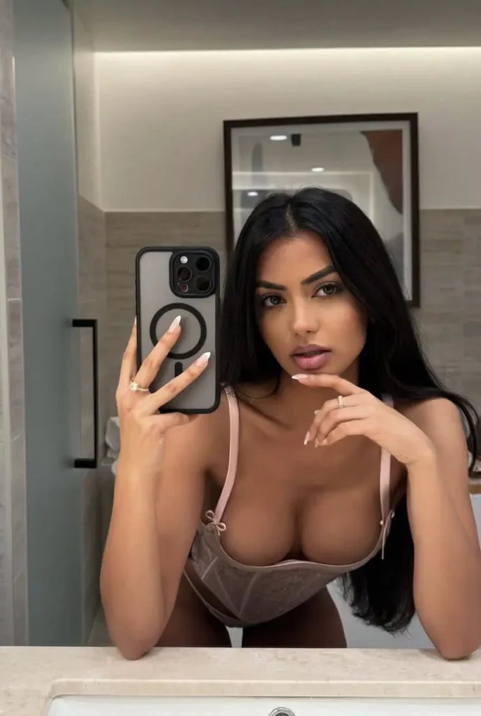 self time with sexy pose in front of mirror escort in palm jumeirah
